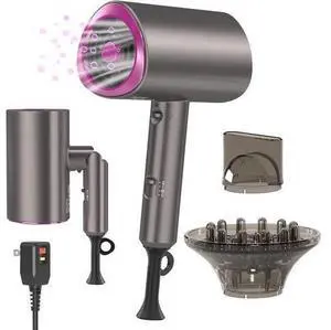 Professional Ionic Hair Dryer Blow Dryer with Diffuser and Concentrator for Curly Hair,Foldable Handle Travel Hair Dryer,Constant Temperature Hair Care (Coffee Gold) Professional Ionic Hair Dryer Blow Dryer with Diffuser and Concentrator for Curly Hair,Foldable Handle Travel Hair Dryer,Constant Temperature Hair Care (Coffee Gold)