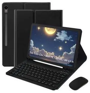 Keyboard Case for Samsung Galaxy Tab S10 Lite / S10 FE / S9 FE / S9 10.9-11 inch - Mouse and Detachable Keyboard, Slim Protective Case (Black) Keyboard Case for Samsung Galaxy Tab S10 Lite / S10 FE / S9 FE / S9 10.9-11 inch - Mouse and Detachable Keyboard, Slim Protective Case (Black)
