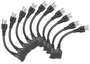10 Pack Short Extension Cord, 3 Prong 8-Inch Small Extension Cord Outlet Saver 16AWG/13A for Indoor Outdoor Use, NEMA 5-15P to NEMA 5-15R Power Extension Cable 10 Pack Short Extension Cord, 3 Prong 8-Inch Small Extension Cord Outlet Saver 16AWG/13A for Indoor Outdoor Use, NEMA 5-15P to NEMA 5-15R Power Extension Cable