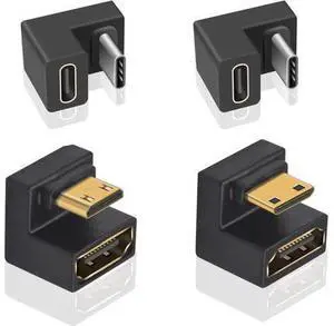 8K 180 Degree Mini HDMI to HDMI 2.1 Adapter (Up&Down) 180 Degree USB C to USB C Adapter 10Gbps for Portable Monitor Laptop Tablet (4 Pack 8K 180 Degree Mini HDMI to HDMI 2.1 Adapter (Up&Down) 180 Degree USB C to USB C Adapter 10Gbps for Portable Monitor Laptop Tablet (4 Pack