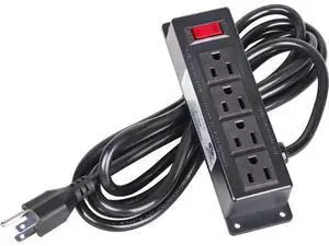 Mountable Power Strip with 4 Outlet, Wall Mount Under Desk Power Strip with 10ft Cord, Flat Plug Power Socket for Home, Office, Industrial, Black Mountable Power Strip with 4 Outlet, Wall Mount Under Desk Power Strip with 10ft Cord, Flat Plug Power Socket for Home, Office, Industrial, Black