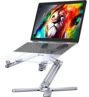Adjustable Laptop Stand with 360 Rotating Base, Aluminum Laptop Riser for Desk Foldable, Ergonomic Notebook Stand Holder Compatible with iPad and MacBook/All Laptops up to 16 inches - Silver Adjustable Laptop Stand with 360 Rotating Base, Aluminum Laptop Riser for Desk Foldable, Ergonomic Notebook Stand Holder Compatible with iPad and MacBook/All Laptops up to 16 inches - Silver
