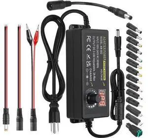 Adjustable Power Adapter 3V ~ 24V Universal Power Supply 3A 72W AC/DC Adapter Variable DC Power Supply AC 100V-240V Universal AC Adapter Converter Transformer with Test Leads Adjustable Power Adapter 3V ~ 24V Universal Power Supply 3A 72W AC/DC Adapter Variable DC Power Supply AC 100V-240V Universal AC Adapter Converter Transformer with Test Leads