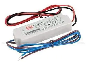 MEAN WELL LPV-20-12 AC to DC Power Supply, Enclosed LED Single Output, 12V, 1.67 Amp, 20W, 1.5" - 2102596 MEAN WELL LPV-20-12 AC to DC Power Supply, Enclosed LED Single Output, 12V, 1.67 Amp, 20W, 1.5" - 2102596