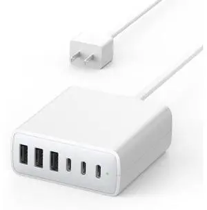 USB C Fast Charger Block, 100W 6 Ports Charging Station Hub for iPhone 16 15 14 13 Pro Max, iPad Pro Air Mini, Galaxy, for Air-pods 4, Pro 2, 25W PPS Type C Wall Charger with LED, 5ft Cord USB C Fast Charger Block, 100W 6 Ports Charging Station Hub for iPhone 16 15 14 13 Pro Max, iPad Pro Air Mini, Galaxy, for Air-pods 4, Pro 2, 25W PPS Type C Wall Charger with LED, 5ft Cord