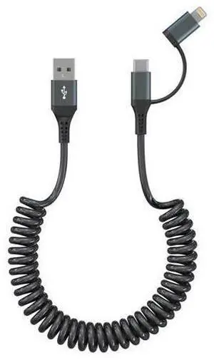 USB to USB C and Lightning Cable Support Apple Carplay & Android Auto - 3A Fast Charge & 480Mbps Data Sync Coiled Lightning Cable USB C iPhone Charger Cord for iPhone 16 15 14 13 12 11 Android USB to USB C and Lightning Cable Support Apple Carplay & Android Auto - 3A Fast Charge & 480Mbps Data Sync Coiled Lightning Cable USB C iPhone Charger Cord for iPhone 16 15 14 13 12 11 Android