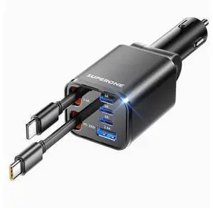 Retractable Car Charger, 99W Car Phone Charger with Cables Fast Charging, USB C Car Charger Adapter for iPhone 17 16 15 14 13 12, Samsung, Black Retractable Car Charger, 99W Car Phone Charger with Cables Fast Charging, USB C Car Charger Adapter for iPhone 17 16 15 14 13 12, Samsung, Black
