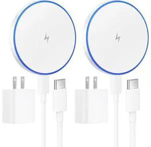 MagSafe Charger 2 Pack 15W Magnetic Wireless Charger Fast Charging Pad with 20W Adapter and 6FT Cables for iPhone 17/16/15/14/13/12 Series/AirPods 3/2/Pro MagSafe Chargers for Travel/Office MagSafe Charger 2 Pack 15W Magnetic Wireless Charger Fast Charging Pad with 20W Adapter and 6FT Cables for iPhone 17/16/15/14/13/12 Series/AirPods 3/2/Pro MagSafe Chargers for Travel/Office