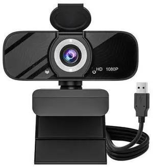 USB HD Webcam with Built-in Microphone and Rotatable Tripod, 1080P Video, Wide Angle Camera, Privacy Cover, for Desktop PC or Laptop Computer - 1Black USB HD Webcam with Built-in Microphone and Rotatable Tripod, 1080P Video, Wide Angle Camera, Privacy Cover, for Desktop PC or Laptop Computer - 1Black