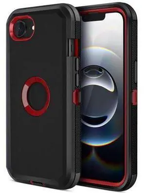 for iPhone 16e Case, for iPhone 17e Case Heavy Duty Shockproof Rugged Screenless, Dual Layer Dust Proof Protective, Cell Phone Cover for iPhone 16 e / 17 e 6.1'' Men Women Teen Black Red for iPhone 16e Case, for iPhone 17e Case Heavy Duty Shockproof Rugged Screenless, Dual Layer Dust Proof Protective, Cell Phone Cover for iPhone 16 e / 17 e 6.1'' Men Women Teen Black Red