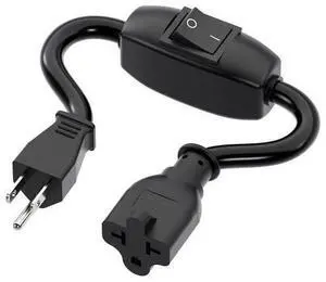 Heavy Duty On/Off Switch Extension Cord 12-AWG 15A Household Plug Male to Female T Blade Adapter Cable with Heavy Duty Double Break 20A 125V Inline Switch, L=32CM Heavy Duty On/Off Switch Extension Cord 12-AWG 15A Household Plug Male to Female T Blade Adapter Cable with Heavy Duty Double Break 20A 125V Inline Switch, L=32CM