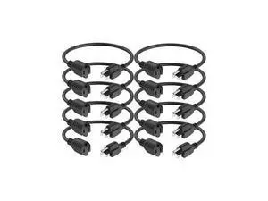 Short Extension Cord 8 inch, 10 Pack, 3 Prong Black Extension Cord, Indoor/Outdoor Use, ETL Listed, 13A 1625W 125V SJTW Short Extension Cord 8 inch, 10 Pack, 3 Prong Black Extension Cord, Indoor/Outdoor Use, ETL Listed, 13A 1625W 125V SJTW