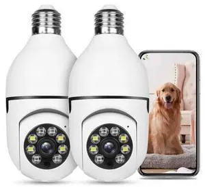 Light Bulb Security Camera HD Pan Tilt Wireless 360 Degree Floodlight Night Vision 5Ghz with Floodlight Human Motion Detection and Alarm 2pack Light Bulb Security Camera HD Pan Tilt Wireless 360 Degree Floodlight Night Vision 5Ghz with Floodlight Human Motion Detection and Alarm 2pack