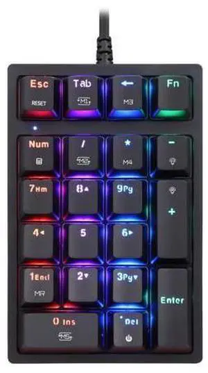 Macro Mechanical Numeric Keypad USB Wired 21 Keys Mini Numpad Portable Keypad RGB Backlight Gaming Keypad Extended Layout for Cashier(Fully Programmable Keys) Macro Mechanical Numeric Keypad USB Wired 21 Keys Mini Numpad Portable Keypad RGB Backlight Gaming Keypad Extended Layout for Cashier(Fully Programmable Keys)