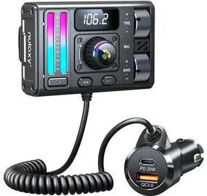 Nulaxy Bluetooth 5.3 Car Adapter with Air Vent Installation & DSP Noise Cancellation, QC3.0 & Type-C PD Car Charger Wireless FM Radio Transmitter Supports Bass & Treble Boost Nulaxy Bluetooth 5.3 Car Adapter with Air Vent Installation & DSP Noise Cancellation, QC3.0 & Type-C PD Car Charger Wireless FM Radio Transmitter Supports Bass & Treble Boost