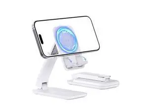 Magnetic Cell Phone Stand for Desk, Angle and Height Adjustable Mobile Phone Holder, Foldable Magnet Stand for iPhone 17 16 15 14 13 12 Pro Max and iPad, Cell Phone Holder for Samsung, White Magnetic Cell Phone Stand for Desk, Angle and Height Adjustable Mobile Phone Holder, Foldable Magnet Stand for iPhone 17 16 15 14 13 12 Pro Max and iPad, Cell Phone Holder for Samsung, White
