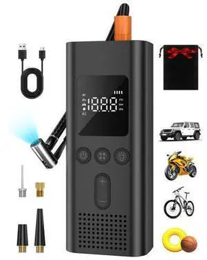 Tire Inflator Portable Air Compressor, 150 PSI Fast Inflation Cordless Air Pump with LED Light, Auto Shut-Off, Rechargeable Battery for Car, Motorcycle, Bike, and Sports Balls Tire Inflator Portable Air Compressor, 150 PSI Fast Inflation Cordless Air Pump with LED Light, Auto Shut-Off, Rechargeable Battery for Car, Motorcycle, Bike, and Sports Balls