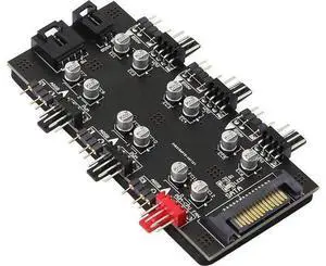 12V 4Pin PWM & 5V 3Pin ARGB with SATA 15Pin Power 2-in-1 Hub 6 Way Sync CPU Cooling Fan Addressable RGB Lighting PCB Splitter for Extended Motherboard Interface -Black Compatible With Desktop 12V 4Pin PWM & 5V 3Pin ARGB with SATA 15Pin Power 2-in-1 Hub 6 Way Sync CPU Cooling Fan Addressable RGB Lighting PCB Splitter for Extended Motherboard Interface -Black Compatible With Desktop