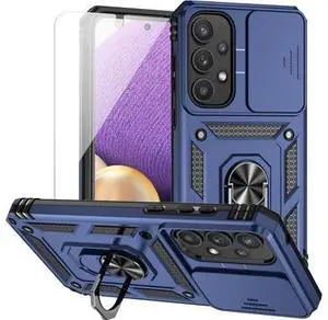for Samsung Galaxy A35 5G Case with Camera Lens Cover HD Screen Protector, Dual Layer Military-Grade Drop Tested Magnetic Ring Holder Kickstand Protective Phone Case for Samsung Galaxy A35 5G (Navy) for Samsung Galaxy A35 5G Case with Camera Lens Cover HD Screen Protector, Dual Layer Military-Grade Drop Tested Magnetic Ring Holder Kickstand Protective Phone Case for Samsung Galaxy A35 5G (Navy)