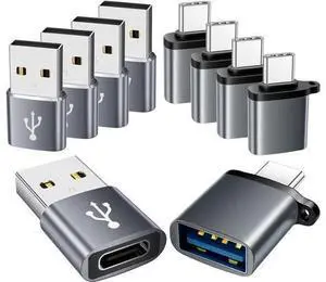 USB to USB C Adapter 10 Pack USBC to USB Adapter USBA to USBC Adapter TypeC to USBA Male Female OTG Converter for iPhone 16 15 MacBook PS5 Phones Charger Grey USB to USB C Adapter 10 Pack USBC to USB Adapter USBA to USBC Adapter TypeC to USBA Male Female OTG Converter for iPhone 16 15 MacBook PS5 Phones Charger Grey