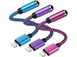 3Pack iPhone Headphone Adapter MFI Certified Apple Dongle Splitter Braided Lightning to 3.5mm Aux Audio Adapter for iPhone 14 Pro Max/14 Plus/13 Pro/12/11/XR/SE/8/7 iPad Male to Female Converter 3Pack iPhone Headphone Adapter MFI Certified Apple Dongle Splitter Braided Lightning to 3.5mm Aux Audio Adapter for iPhone 14 Pro Max/14 Plus/13 Pro/12/11/XR/SE/8/7 iPad Male to Female Converter
