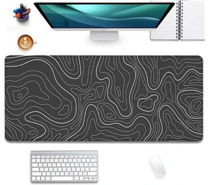 Black Topographic Mouse Pad Gaming Desk Pad with Stitched Edges Non-Slip Rubber Base Extended XL Mousepad Big Desk Mat for Office Home Work(27.5X11.8 Inch) Black Topographic Mouse Pad Gaming Desk Pad with Stitched Edges Non-Slip Rubber Base Extended XL Mousepad Big Desk Mat for Office Home Work(27.5X11.8 Inch)