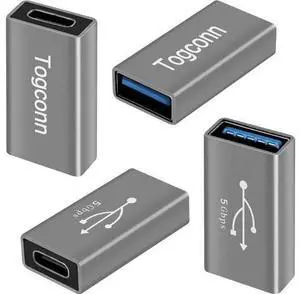 USB C to USB 3.0 Adapter (4 Pack) USB Type-C (Female) to USB A (Female) Coupler Convert Bi-Directional High Speed USB Extension Connector Support Charge & Data Sync USB C to USB 3.0 Adapter (4 Pack) USB Type-C (Female) to USB A (Female) Coupler Convert Bi-Directional High Speed USB Extension Connector Support Charge & Data Sync