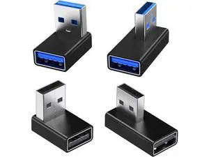 90 Degree USB 3.0 Adapter 4 Pack Left and Right Angle and Vertical Up and Down Angle USB A Male to Female Converters Extend Laptops USB Disk Power Bank Chargers and Other USB A Devices 90 Degree USB 3.0 Adapter 4 Pack Left and Right Angle and Vertical Up and Down Angle USB A Male to Female Converters Extend Laptops USB Disk Power Bank Chargers and Other USB A Devices