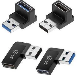 90 Degree USB 3.0 Male to Female Adapter (4 Pack) Up and Down & Left and Right Angle USB A Extender Connector for PC Laptop Hard Drive Keyboard USB A Charger Power Bank 90 Degree USB 3.0 Male to Female Adapter (4 Pack) Up and Down & Left and Right Angle USB A Extender Connector for PC Laptop Hard Drive Keyboard USB A Charger Power Bank