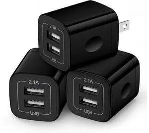 Wall Charger Block,2.1A/5V Dual Port USB Wall Plug in Phone Travel Power USB Adapter Plug,3Pack Black Charger Cube Fast Charging Compatible iPhone 16e 15 Pro/14/13,Samsung Galaxy S25/S24/S23/S22/S21 Wall Charger Block,2.1A/5V Dual Port USB Wall Plug in Phone Travel Power USB Adapter Plug,3Pack Black Charger Cube Fast Charging Compatible iPhone 16e 15 Pro/14/13,Samsung Galaxy S25/S24/S23/S22/S21