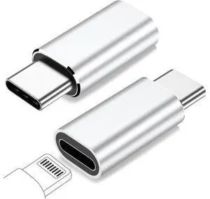 for Lightning Female to USB C Male Adapter for iPhone 16 15 Pro Max Plus for iPad for Support 27W PD Fast Charging&Data Transfer Type C Charger Connector Cable Not for Audio/OTG Silver for Lightning Female to USB C Male Adapter for iPhone 16 15 Pro Max Plus for iPad for Support 27W PD Fast Charging&Data Transfer Type C Charger Connector Cable Not for Audio/OTG Silver