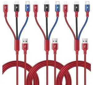 3Pack 5Ft Multiple Charging Cable 3-in-1 Braided Multi Charger Cord Fast Charging Cable Multi Charger Cable for Type C/Micro USB Port for Cell Phones/iPhone 16 15 14 13/ /PS/Tablets & More 3Pack 5Ft Multiple Charging Cable 3-in-1 Braided Multi Charger Cord Fast Charging Cable Multi Charger Cable for Type C/Micro USB Port for Cell Phones/iPhone 16 15 14 13/ /PS/Tablets & More