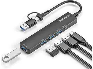 USB 3.0 Hub with USB C Data Port, 2 in 1 USB Hub 5 Ports, Portable USB Splitter for Laptop, USB C Extender for MacBook Pro, iMac, Surface Pro, Dell XPS, PS5, PC, Mobile HDD, and More USB 3.0 Hub with USB C Data Port, 2 in 1 USB Hub 5 Ports, Portable USB Splitter for Laptop, USB C Extender for MacBook Pro, iMac, Surface Pro, Dell XPS, PS5, PC, Mobile HDD, and More