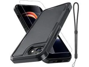 for iPhone 16E Case with Screen Protector Military Grade Heavy Duty Shockproof Phone Cover with Wrist Lanyard Strap for iPhone 16E 2025 Released Black Matte for iPhone 16E Case with Screen Protector Military Grade Heavy Duty Shockproof Phone Cover with Wrist Lanyard Strap for iPhone 16E 2025 Released Black Matte