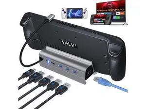 Docking Station for Steam Deck ROG Ally, 6 in 1 Stream Deck Dock with HDMI 2.0 4K@60Hz, 1000Mbps Gigabit Ethernet, 3 USB-A 3.0 and Full Speed Charging USB-C Port Compatible with Valve Steam Deck Docking Station for Steam Deck ROG Ally, 6 in 1 Stream Deck Dock with HDMI 2.0 4K@60Hz, 1000Mbps Gigabit Ethernet, 3 USB-A 3.0 and Full Speed Charging USB-C Port Compatible with Valve Steam Deck