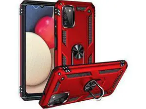 for Samsung Galaxy A03S Case with HD Screen Protector (Military Grade 16ft. Drop Tested) Magnetic Ring Holder Kickstand Protective Phone Case for Samsung Galaxy A03S, Red for Samsung Galaxy A03S Case with HD Screen Protector (Military Grade 16ft. Drop Tested) Magnetic Ring Holder Kickstand Protective Phone Case for Samsung Galaxy A03S, Red