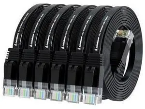 Cat 6 Ethernet Cable 5ft (6 Pack) (at a Cat5e Price but Higher Bandwidth) Flat Internet Network Cables - Cat6 Ethernet Patch Cable Short - Black Computer LAN Cable with Snagless RJ45 Connectors Cat 6 Ethernet Cable 5ft (6 Pack) (at a Cat5e Price but Higher Bandwidth) Flat Internet Network Cables - Cat6 Ethernet Patch Cable Short - Black Computer LAN Cable with Snagless RJ45 Connectors