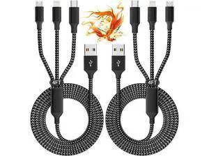 Multi Charging Cable(2Pack 4FT) 3 in 1 USB Charging Cable for Multiple Devices Braided Universal Phone Charger Cord with Type-C Micro USB IP Port for iPhone16/15/14/Android Phones and More Multi Charging Cable(2Pack 4FT) 3 in 1 USB Charging Cable for Multiple Devices Braided Universal Phone Charger Cord with Type-C Micro USB IP Port for iPhone16/15/14/Android Phones and More