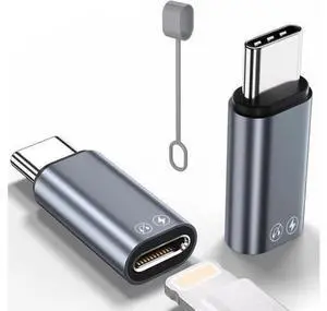 2 Pack Lightning to USB C Adapter for iPhone 15/16/16 Pro Max/Plus S24 Support Charging Type C Charger Connector Cable Lightning Female to USB C Male Adapter Not for Audio Gray 2 Pack Lightning to USB C Adapter for iPhone 15/16/16 Pro Max/Plus S24 Support Charging Type C Charger Connector Cable Lightning Female to USB C Male Adapter Not for Audio Gray