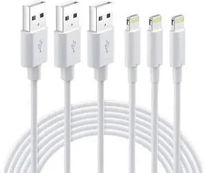 Lightning Cable MFi Certified - iPhone Charger 3Pack 6FT Lightning to USB A Charging Cable Cord Compatible with iPhone 14 13 12 Mini Pro Max SE 11 Xs Max XR X 8 7 6 Plus 5S iPad Pro Airpods - White Lightning Cable MFi Certified - iPhone Charger 3Pack 6FT Lightning to USB A Charging Cable Cord Compatible with iPhone 14 13 12 Mini Pro Max SE 11 Xs Max XR X 8 7 6 Plus 5S iPad Pro Airpods - White