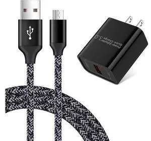 Quick Charge 3.0 Fast Charging Block Wall Charger with 3ft Micro USB Cable Android Fast Charger for Samsung Galaxy S7 S6 Edge A10 A9 A6 J7 J3,LG Stylo 3 2 K30,Moto E7 E6S E6 E5 E4 G5S G4,Kindle fire Quick Charge 3.0 Fast Charging Block Wall Charger with 3ft Micro USB Cable Android Fast Charger for Samsung Galaxy S7 S6 Edge A10 A9 A6 J7 J3,LG Stylo 3 2 K30,Moto E7 E6S E6 E5 E4 G5S G4,Kindle fire