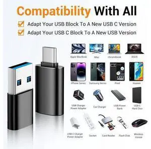 [4 Pack USB C to USB Adapters 2*USB-C to USB-A&2*USB-A to USB-C Female Adapter SuperSpeed Data Transfer & Fast Charging for iPhone/PC/Samsung/iPad/Laptop/etc USB to USB C Adapter [4 Pack USB C to USB Adapters 2*USB-C to USB-A&2*USB-A to USB-C Female Adapter SuperSpeed Data Transfer & Fast Charging for iPhone/PC/Samsung/iPad/Laptop/etc USB to USB C Adapter