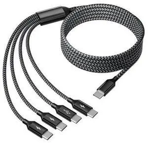 USB C Splitter Multi Charging Cable Dual Type C Charger Cord 4 in 1 Multiple Nylon Braided Cable with 4 Type-C Connectors Compatible with iPhone 15 Pro Max/ Galaxy/Tablets/Google-1Pack 5FT. USB C Splitter Multi Charging Cable Dual Type C Charger Cord 4 in 1 Multiple Nylon Braided Cable with 4 Type-C Connectors Compatible with iPhone 15 Pro Max/ Galaxy/Tablets/Google-1Pack 5FT.