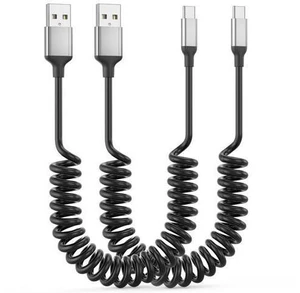 Coiled USB C Cable for Car 2Pack 3A USB Type C Charger Cable Fast Charging Retractable Android USB A to USB C Charge Cord for Galaxy S23 S22 S21 S20 S10 Note 20 10 A10e A20 A50 Moto G LG Coiled USB C Cable for Car 2Pack 3A USB Type C Charger Cable Fast Charging Retractable Android USB A to USB C Charge Cord for Galaxy S23 S22 S21 S20 S10 Note 20 10 A10e A20 A50 Moto G LG