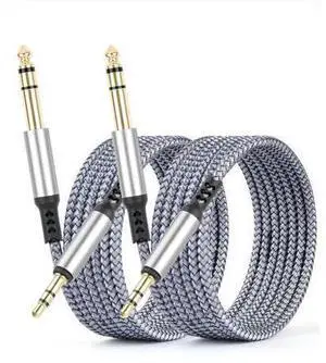 2 Pack 3.5mm to 6.35mm Audio Cable 1/8 to 1/4 TRS Stereo Cable Guitar Stereo Audio Male Cable with Nylon Braided Cord for Laptop Home Theater Equipment Speakers and Amplifiers 6.6ft Silver 2 Pack 3.5mm to 6.35mm Audio Cable 1/8 to 1/4 TRS Stereo Cable Guitar Stereo Audio Male Cable with Nylon Braided Cord for Laptop Home Theater Equipment Speakers and Amplifiers 6.6ft Silver