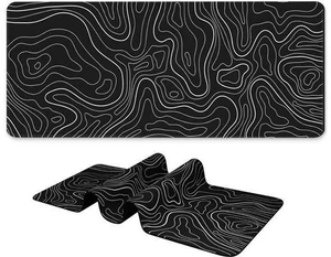 Long Gaming Mouse Pad 31.5 x 11.8 inches Extended Anime Mousepad Large Desk Pad with Non-Slip Base Full Keyboard Mat with Stitched Edges for Gaming and Office (Black Topographic Line) Long Gaming Mouse Pad 31.5 x 11.8 inches Extended Anime Mousepad Large Desk Pad with Non-Slip Base Full Keyboard Mat with Stitched Edges for Gaming and Office (Black Topographic Line)
