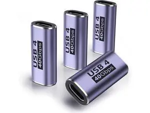 USB C Female to Female Adapter (4 Pack) USBC Coupler with 40 Gbps PD 100W 8K 60hz Video Compatible for Thunderbolt 4/3, MacBook Pro/Air, USB-C HUB and More Type C Devices USB C Female to Female Adapter (4 Pack) USBC Coupler with 40 Gbps PD 100W 8K 60hz Video Compatible for Thunderbolt 4/3, MacBook Pro/Air, USB-C HUB and More Type C Devices
