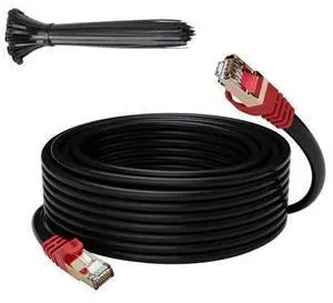 Cat 6E Cat 7 Outdoor Ethernet Cable 50 FT,Adoreen 10Gbps Heavy-Duty Shielded Internet Cable From 25-300FT,POE,SFTP,Waterproof Direct Burial&Indoor,Cat6A Cat7 Copper Network Cable RJ45 Patch Cord+Ties Cat 6E Cat 7 Outdoor Ethernet Cable 50 FT,Adoreen 10Gbps Heavy-Duty Shielded Internet Cable From 25-300FT,POE,SFTP,Waterproof Direct Burial&Indoor,Cat6A Cat7 Copper Network Cable RJ45 Patch Cord+Ties