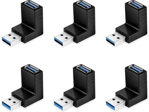 90 Degree USB 3.0 Adapter 6 Pack - Right Angle Male to Female Up/Down/Left/Right Connector - L Shaped Extension for PC Laptop Charger and More 90 Degree USB 3.0 Adapter 6 Pack - Right Angle Male to Female Up/Down/Left/Right Connector - L Shaped Extension for PC Laptop Charger and More