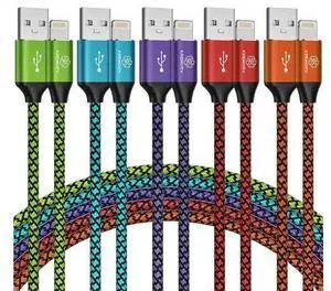 iPhone Charger 5 Pack 10 ft USB Lightning Cable Mfi Certified Cable Fast Charging Cord Nylon Braided Compatible with iPhone 14 13 12 11 XS XR X Pro Max 8 7 6 6S 6 Plus Mini 5S SE Plus iPad iPhone Charger 5 Pack 10 ft USB Lightning Cable Mfi Certified Cable Fast Charging Cord Nylon Braided Compatible with iPhone 14 13 12 11 XS XR X Pro Max 8 7 6 6S 6 Plus Mini 5S SE Plus iPad